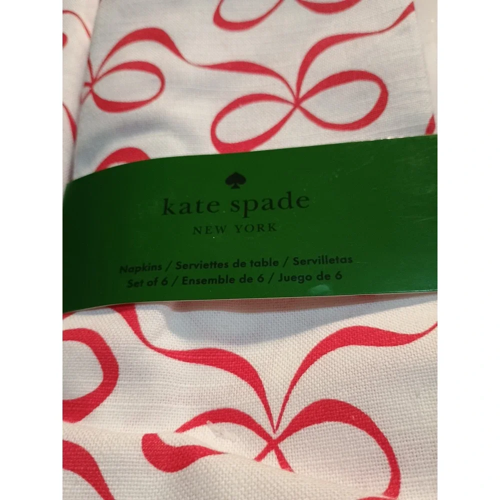 New Kate Spade Tablecloth White w/ Red Bows 60 x 102